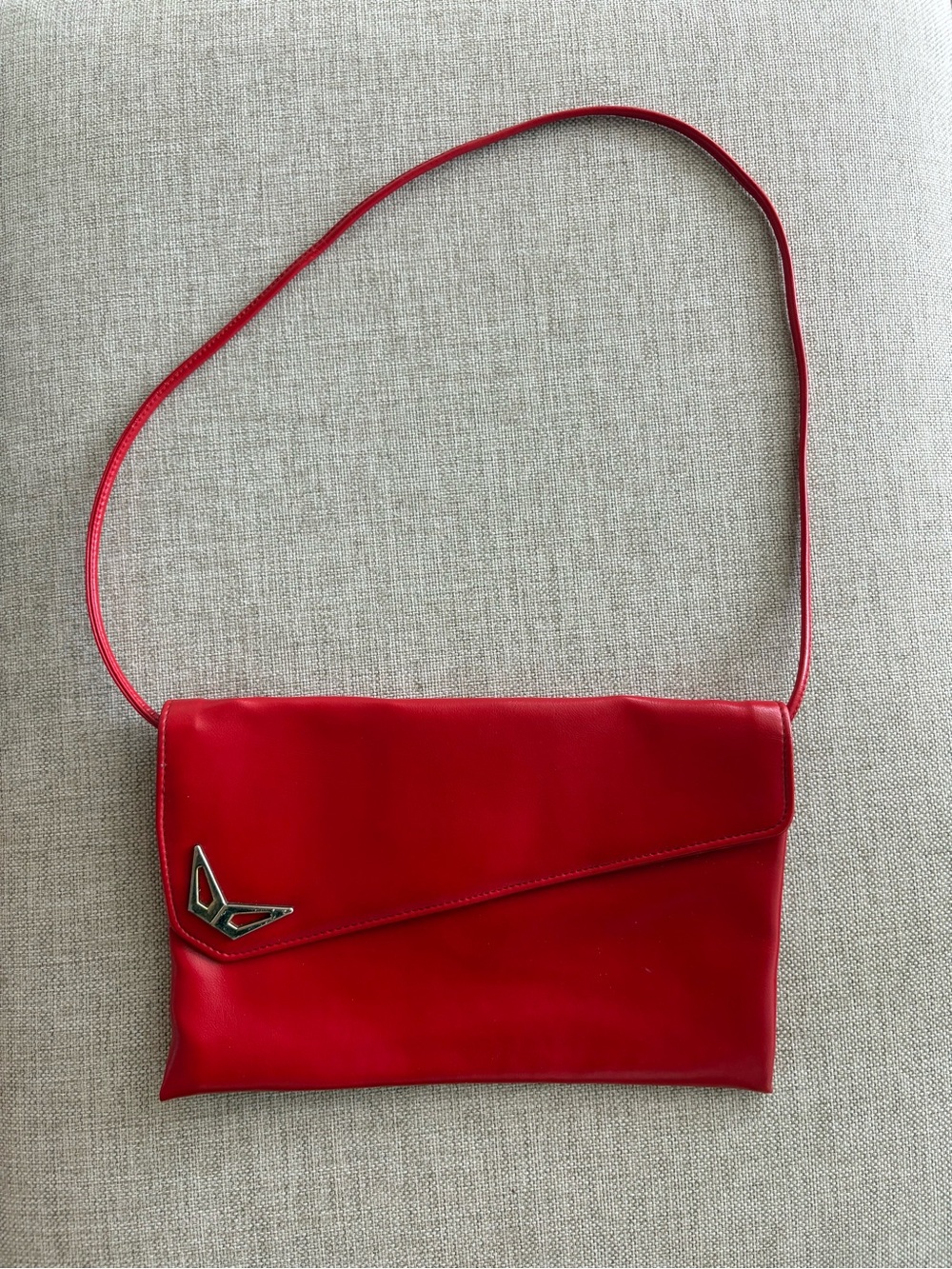 Vintage Red Envelope Shoulder Bag Clutch 11x7 Mirror Accent Vinyl